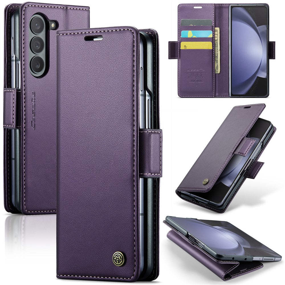 Galaxy Z Fold5 5G Glänzende Wallet-Hülle – RFID-Schutz & Ständer