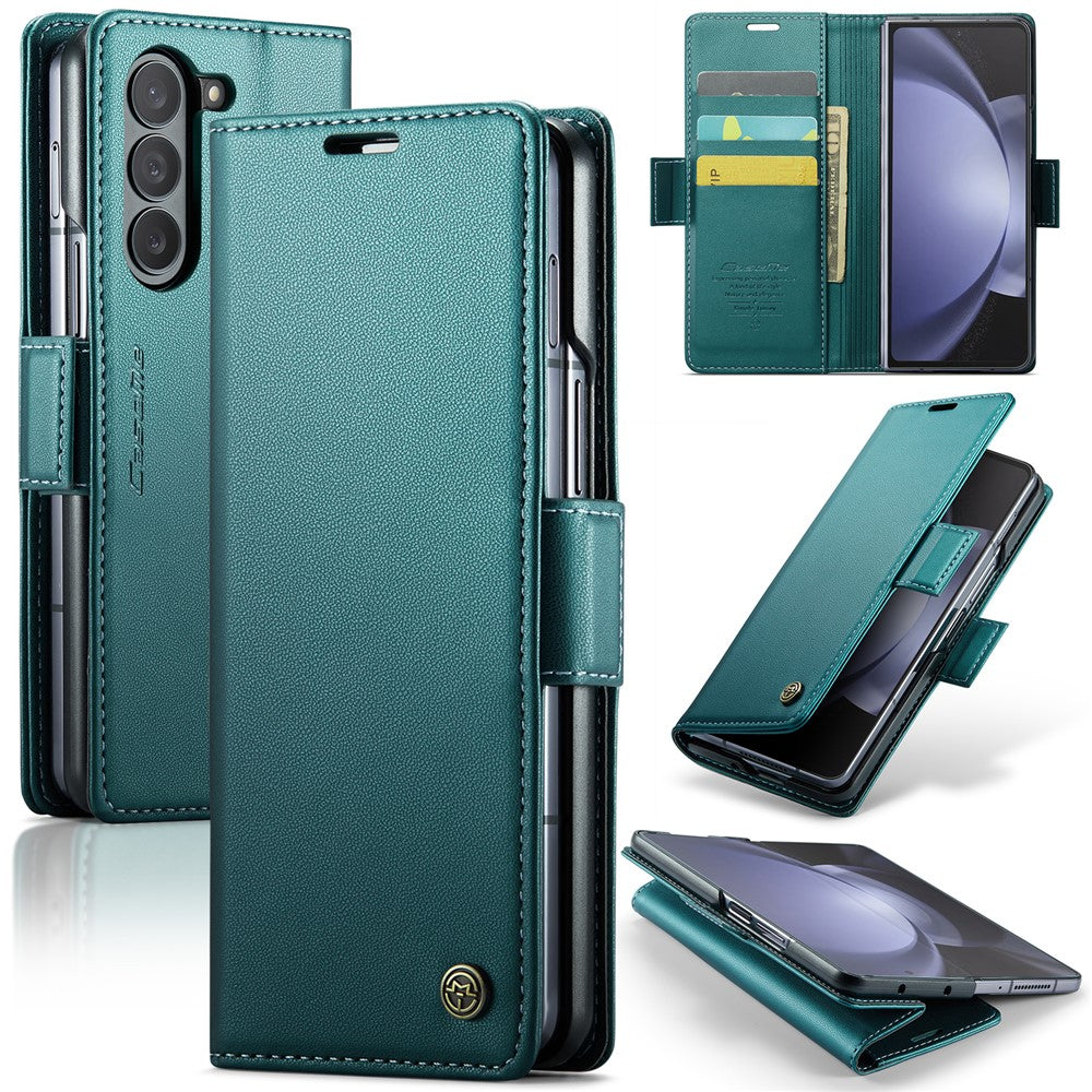 Galaxy Z Fold5 5G Glänzende Wallet-Hülle – RFID-Schutz & Ständer