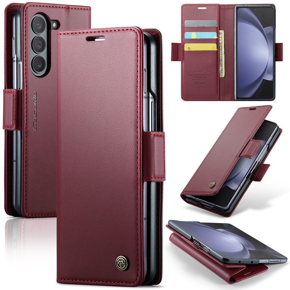 Galaxy Z Fold5 5G Glänzende Wallet-Hülle – RFID-Schutz & Ständer