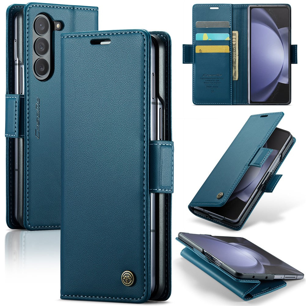 Galaxy Z Fold5 5G Glänzende Wallet-Hülle – RFID-Schutz & Ständer