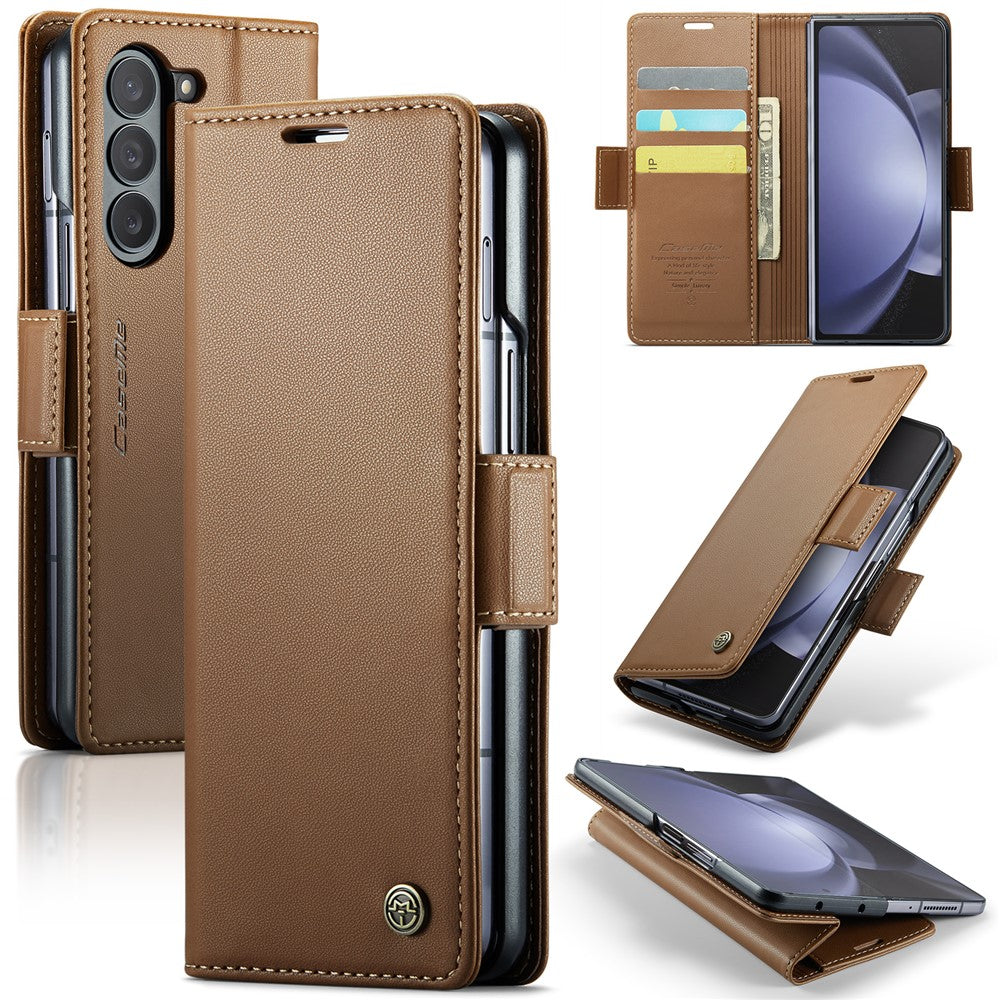 Galaxy Z Fold5 5G Glänzende Wallet-Hülle – RFID-Schutz & Ständer