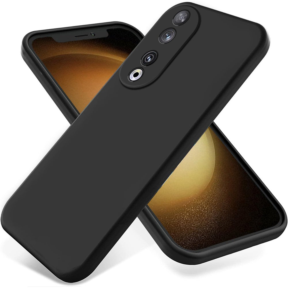 Protective Case for Honor 90 , Liquid Silicone Soft Lining Phone Cover with Strap