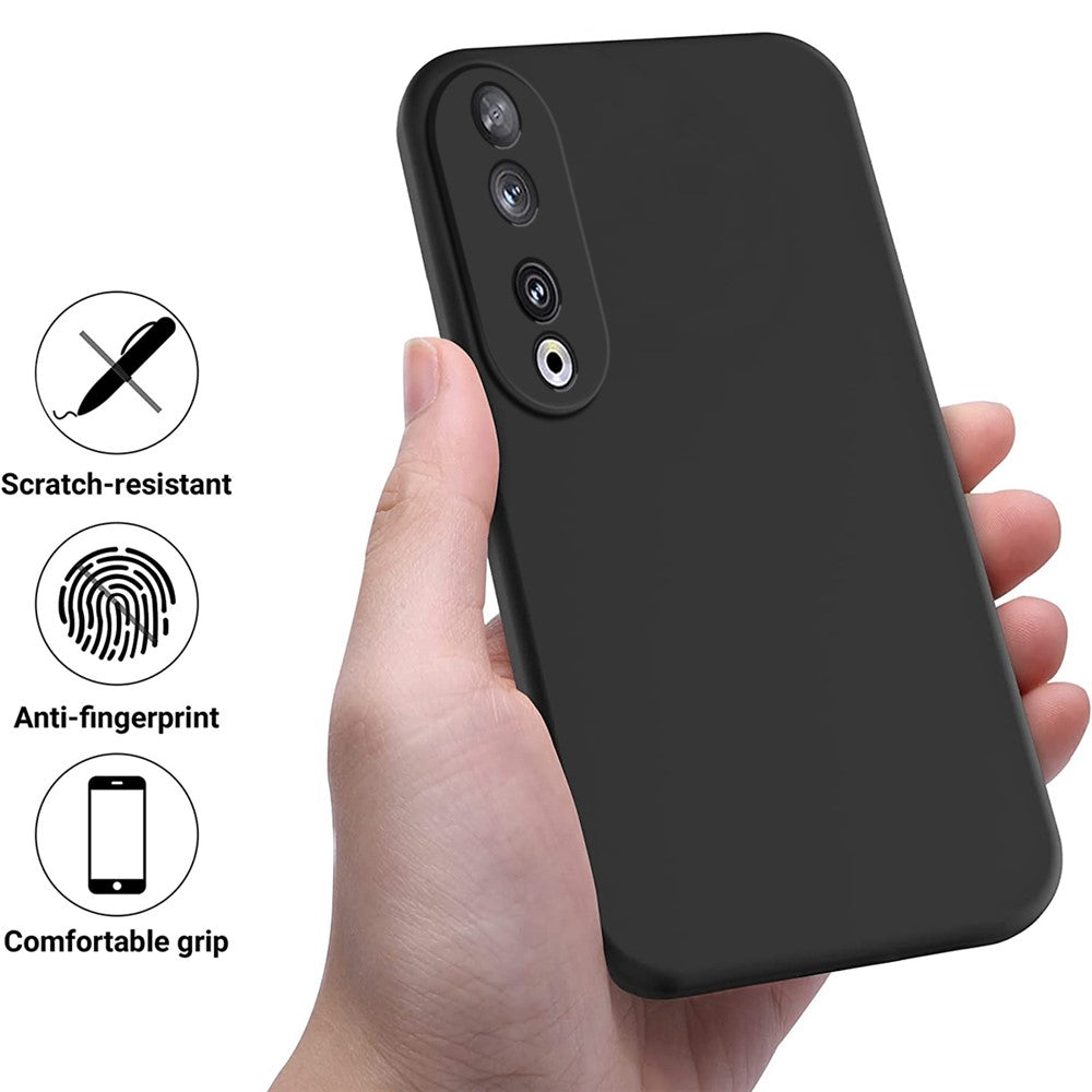 Protective Case for Honor 90 , Liquid Silicone Soft Lining Phone Cover with Strap