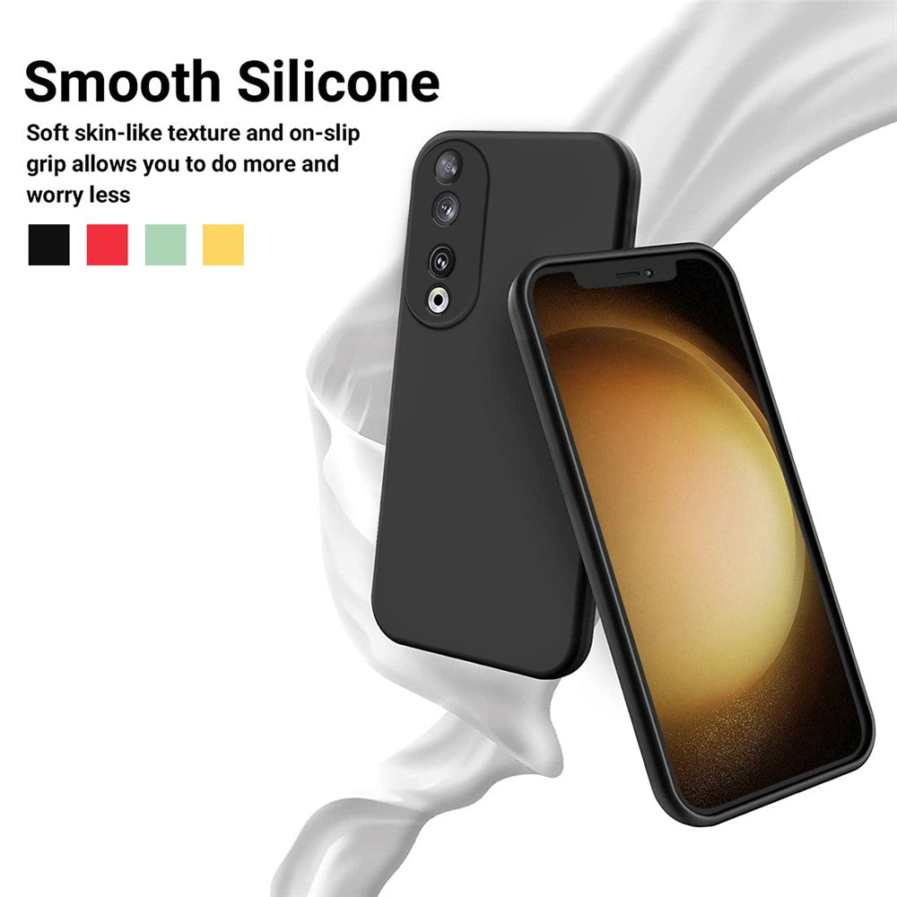 Protective Case for Honor 90 , Liquid Silicone Soft Lining Phone Cover with Strap