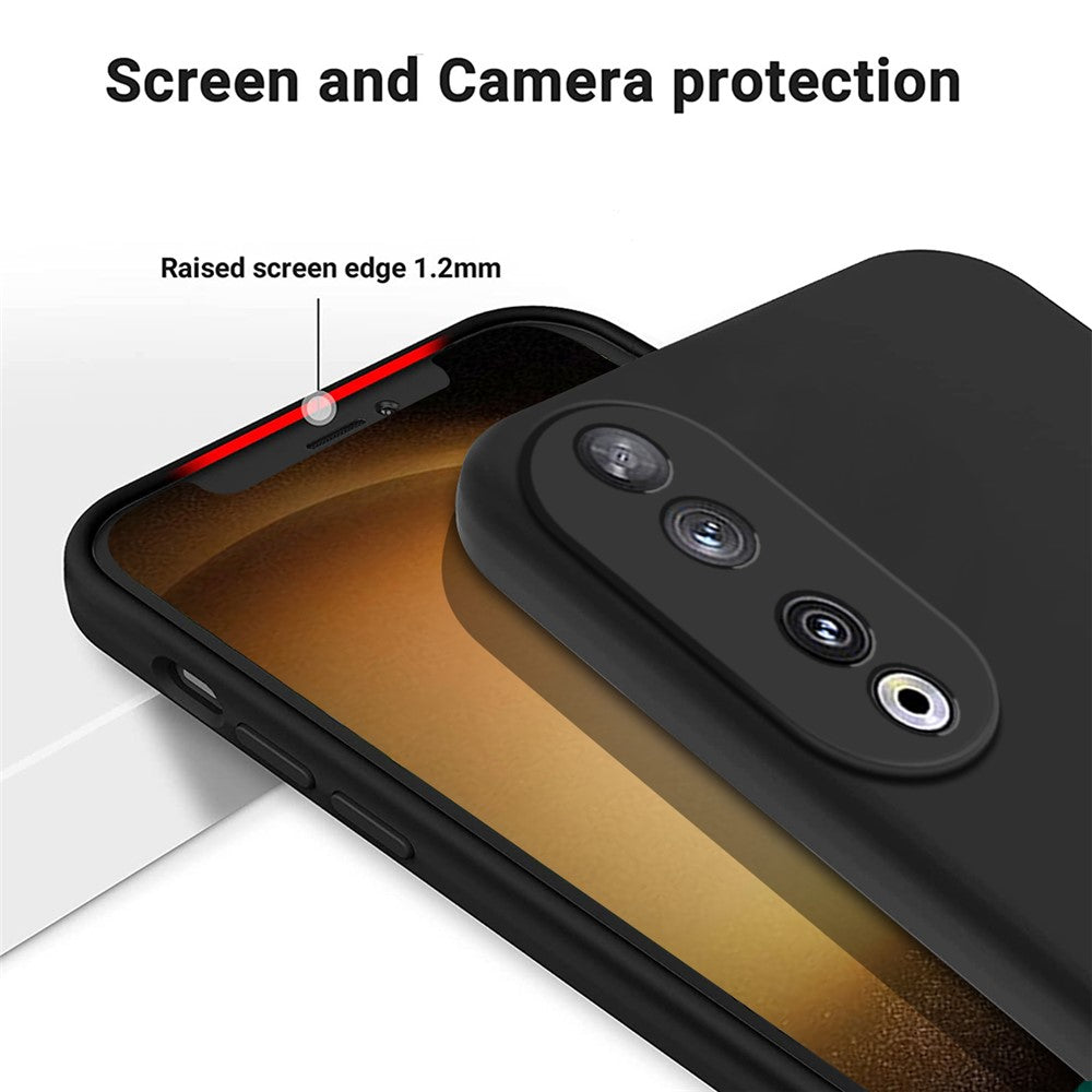 Protective Case for Honor 90 , Liquid Silicone Soft Lining Phone Cover with Strap