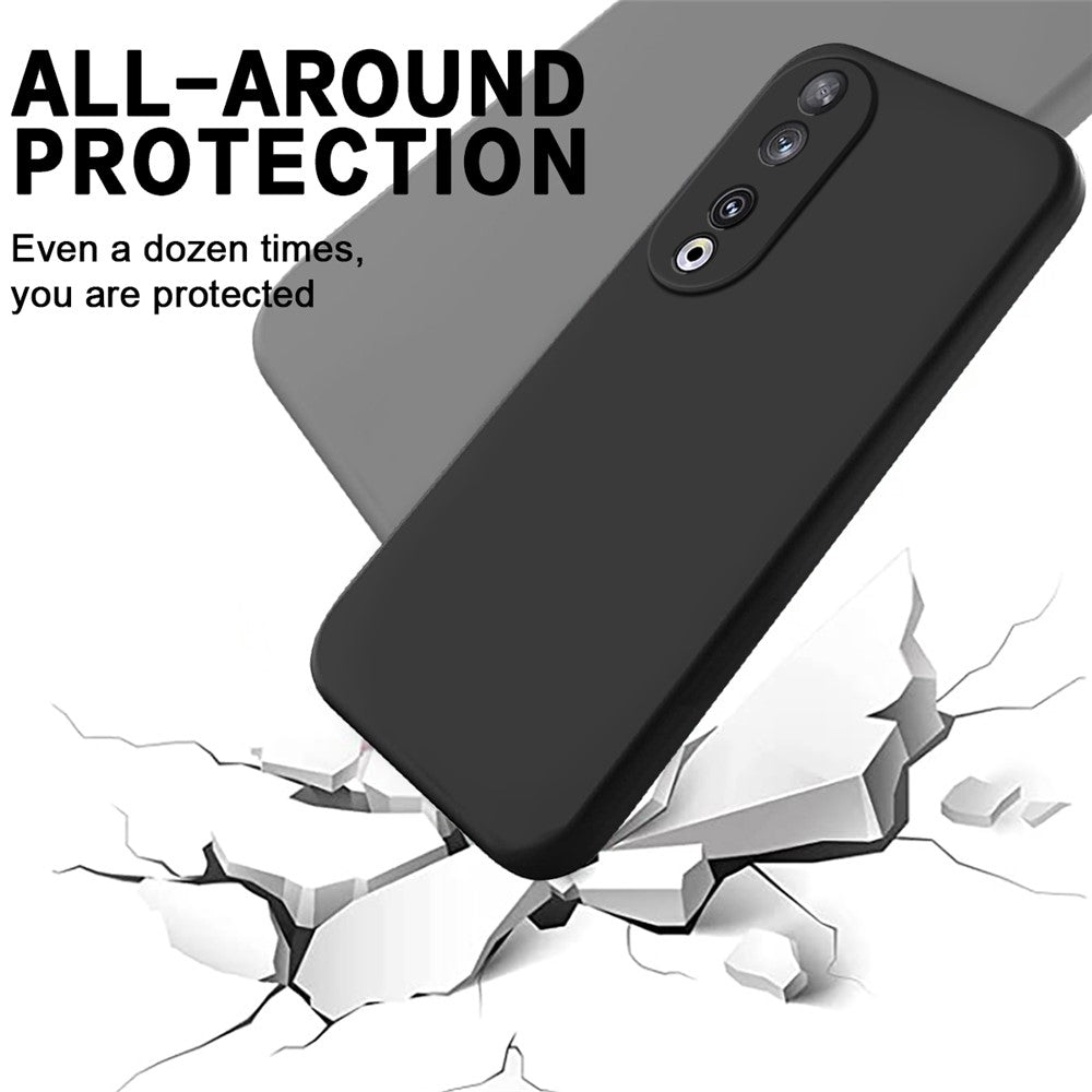 Protective Case for Honor 90 , Liquid Silicone Soft Lining Phone Cover with Strap