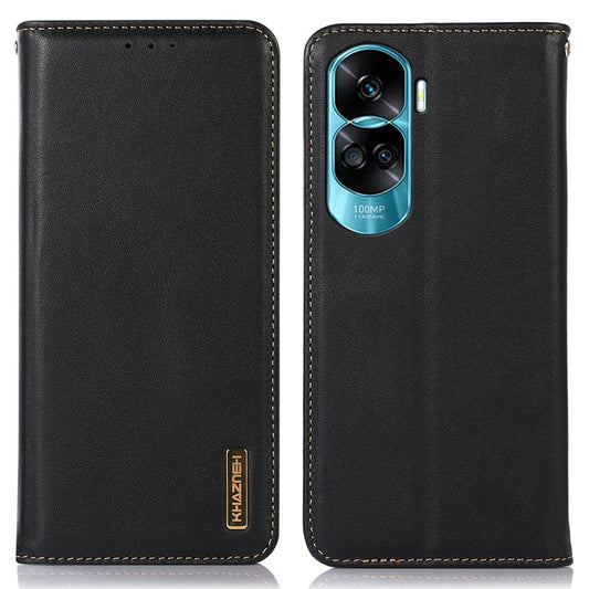 Honor X50i 5G / Honor 90 Lite 5G Handyhülle – KHAZNEH X50i 5G aus echtem Rindsleder mit Standfunktion, RFID-blockierendes Brieftaschengehäuse