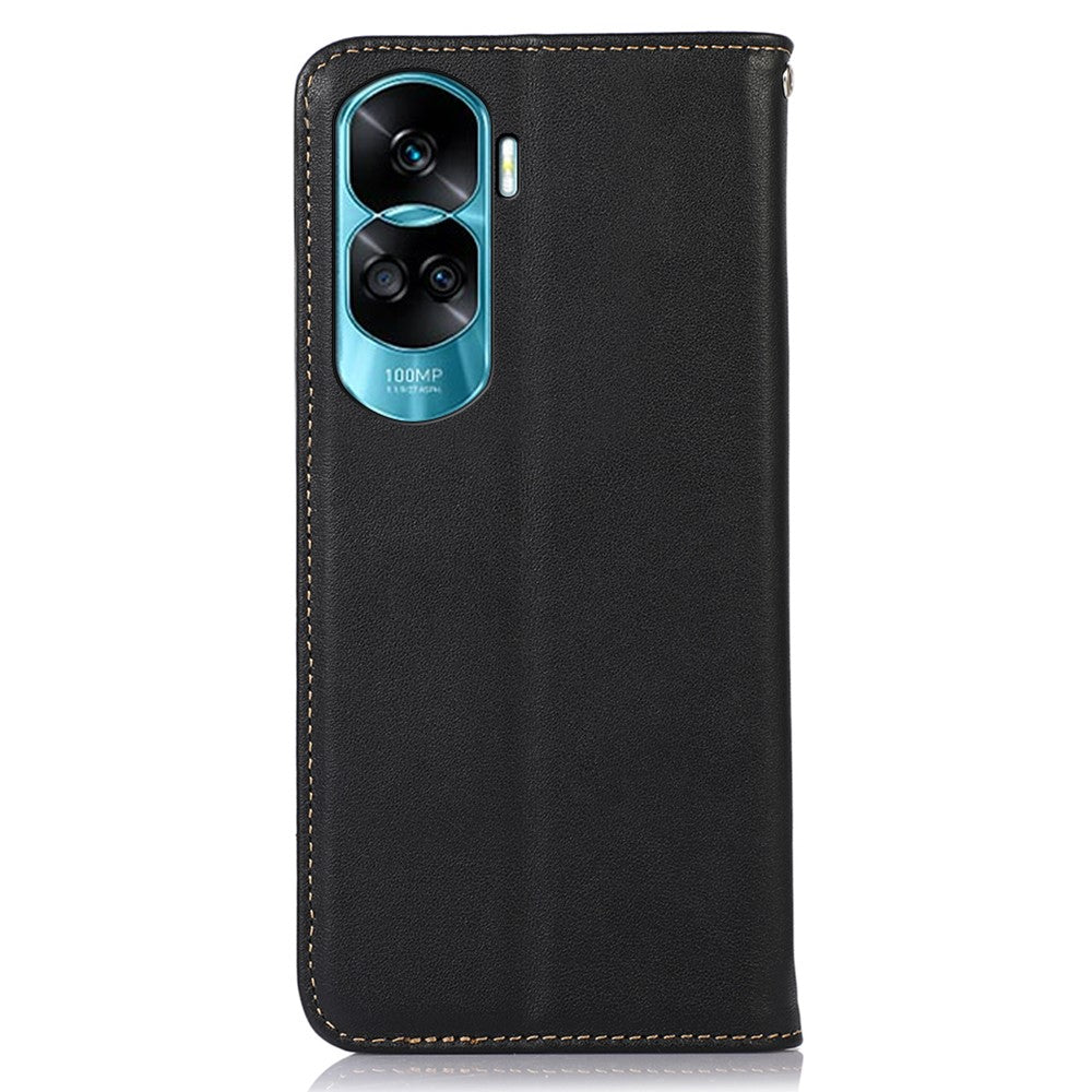 KHAZNEH For Honor 90 Lite 5G / X50i 5G Phone Case Genuine Cow Leather Stand Cover RFID Blocking Wallet Shell