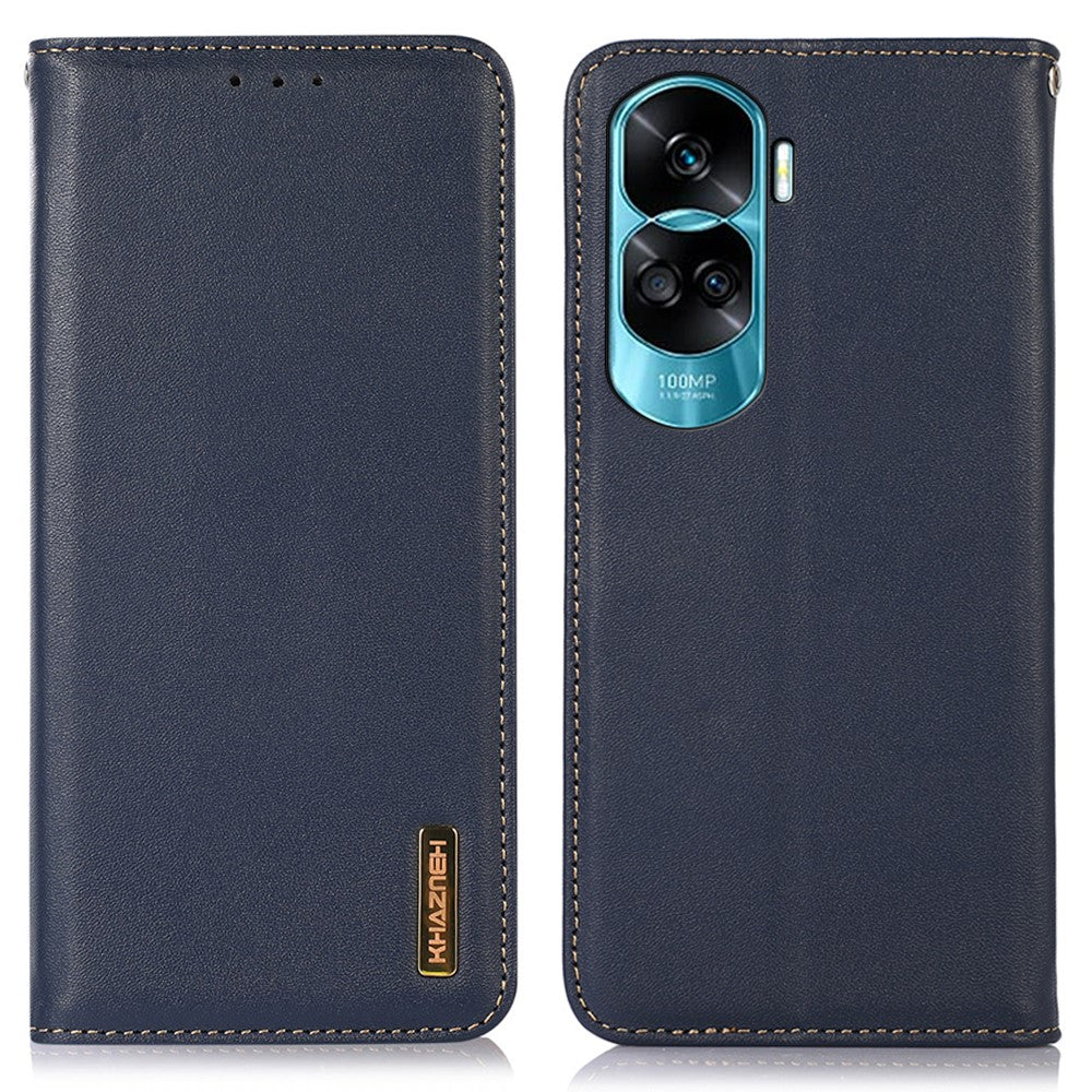 KHAZNEH For Honor 90 Lite 5G / X50i 5G Phone Case Genuine Cow Leather Stand Cover RFID Blocking Wallet Shell