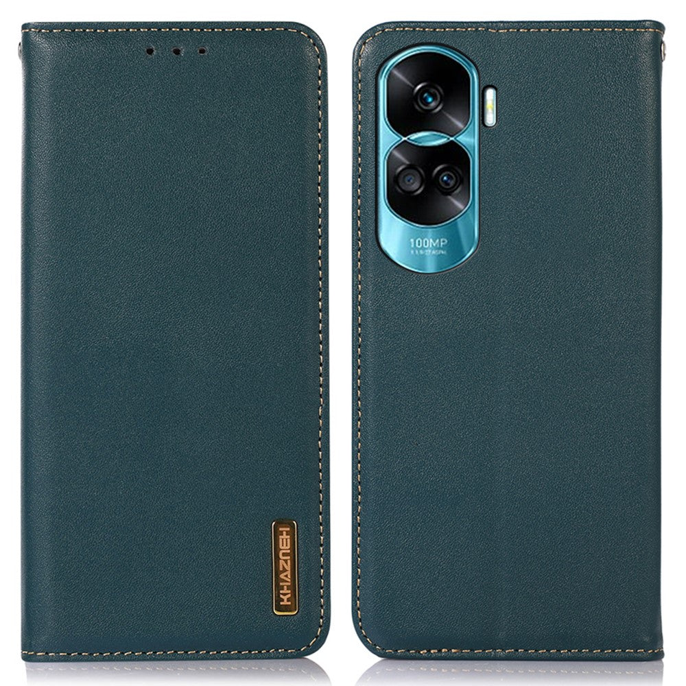 KHAZNEH For Honor 90 Lite 5G / X50i 5G Phone Case Genuine Cow Leather Stand Cover RFID Blocking Wallet Shell