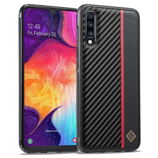 Galaxy A50 / A50s / A30s Stoßfeste Hülle - Carbonfaser-Optik – PU-Leder & TPU