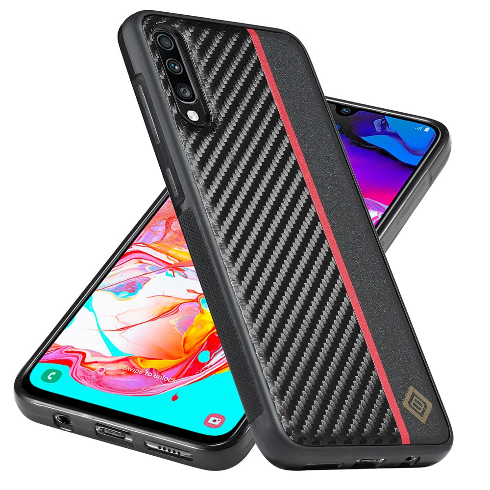 Galaxy A50 / A50s / A30s Stoßfeste Hülle - Carbonfaser-Optik – PU-Leder & TPU