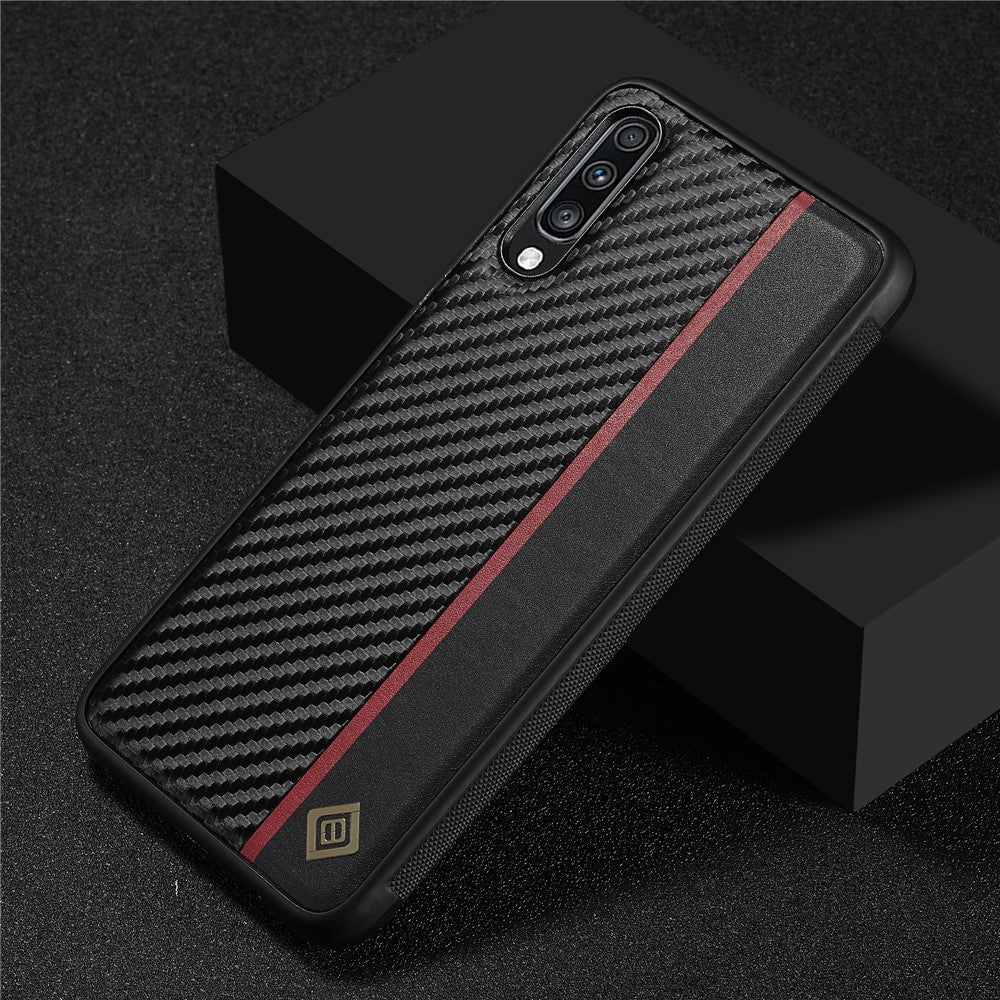 Galaxy A50 / A50s / A30s Stoßfeste Hülle - Carbonfaser-Optik – PU-Leder & TPU