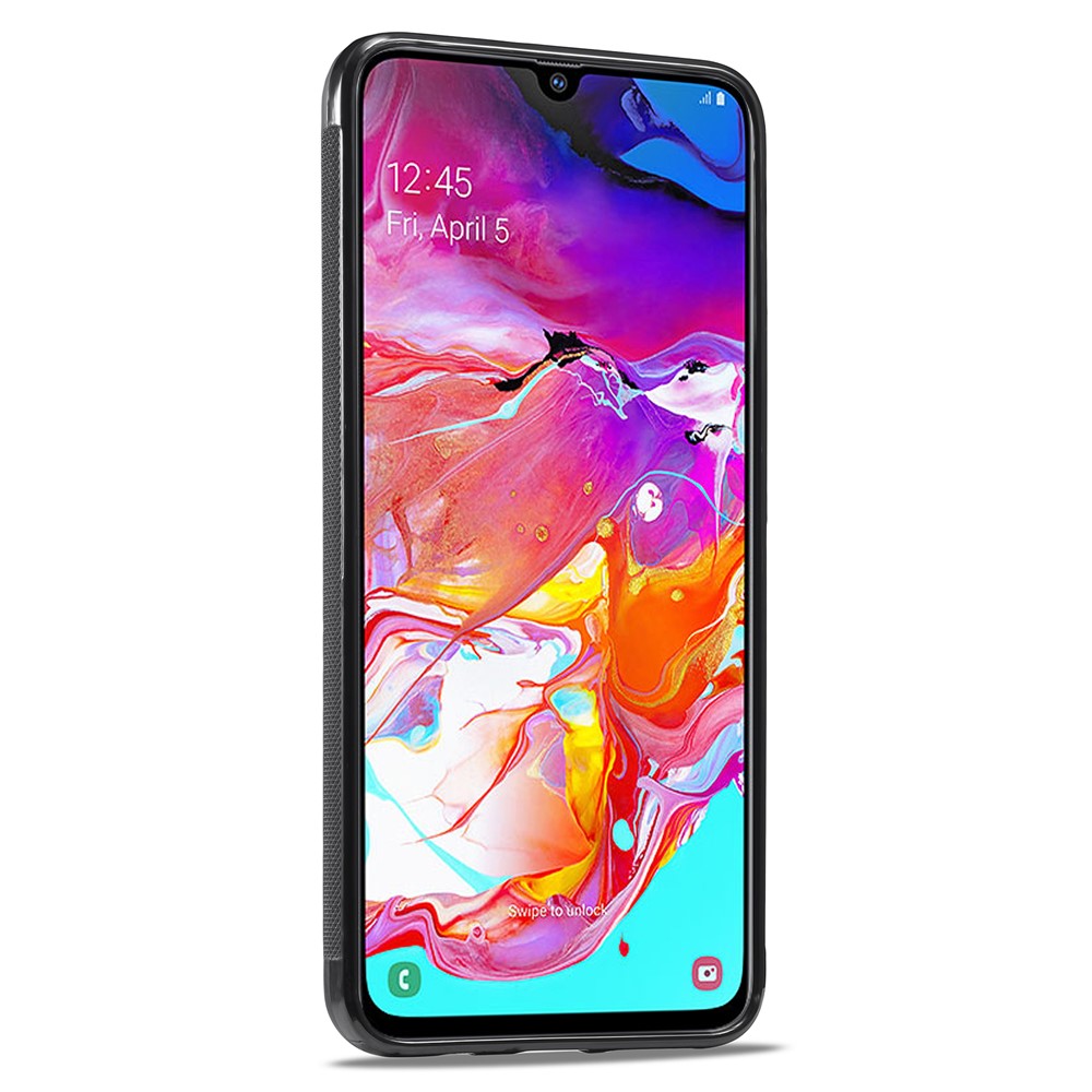 Galaxy A70 Stoßfeste Hülle - Carbonfaser-Optik – PU-Leder & TPU