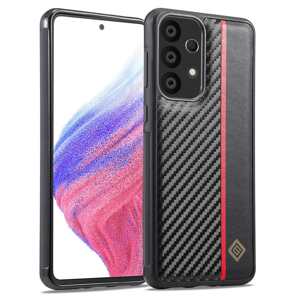 Galaxy A53 5G Stoßfeste Hülle - Carbonfaser-Optik – PU-Leder & TPU