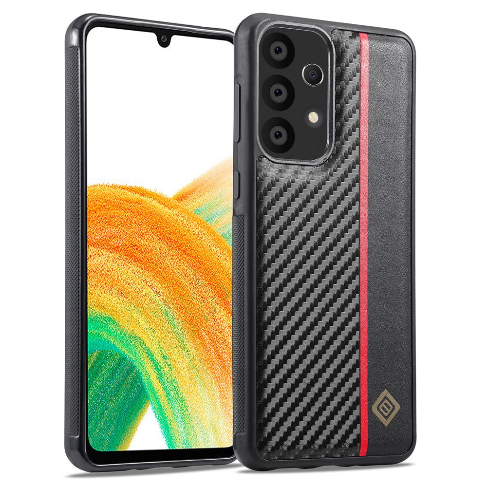 Galaxy A33 5G Stoßfeste Hülle - Carbonfaser-Optik – PU-Leder & TPU