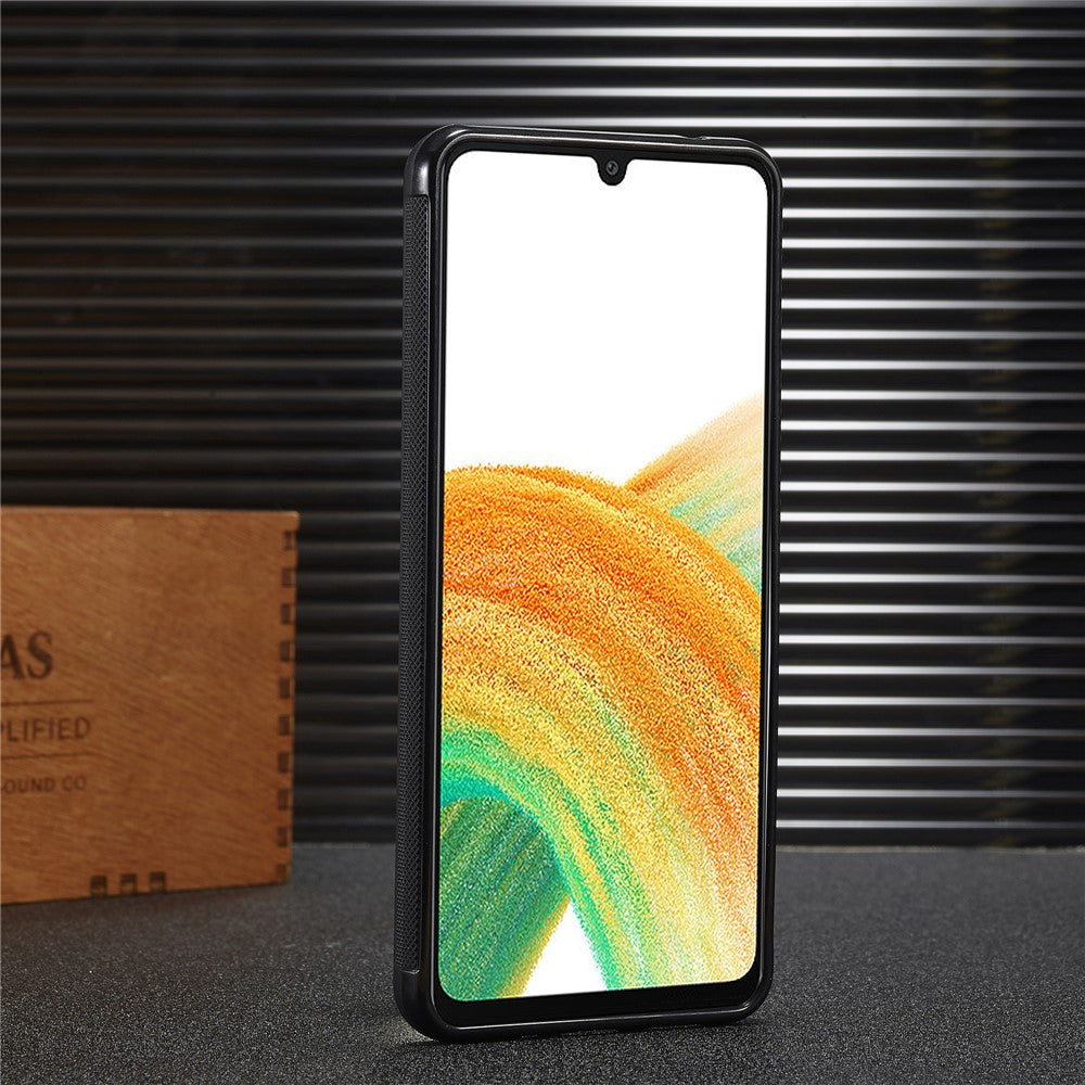 Galaxy A33 5G Stoßfeste Hülle - Carbonfaser-Optik – PU-Leder & TPU