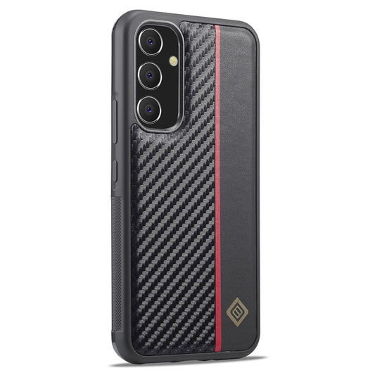 Galaxy A34 5G Stoßfeste Hülle - Carbonfaser-Optik – PU-Leder & TPU