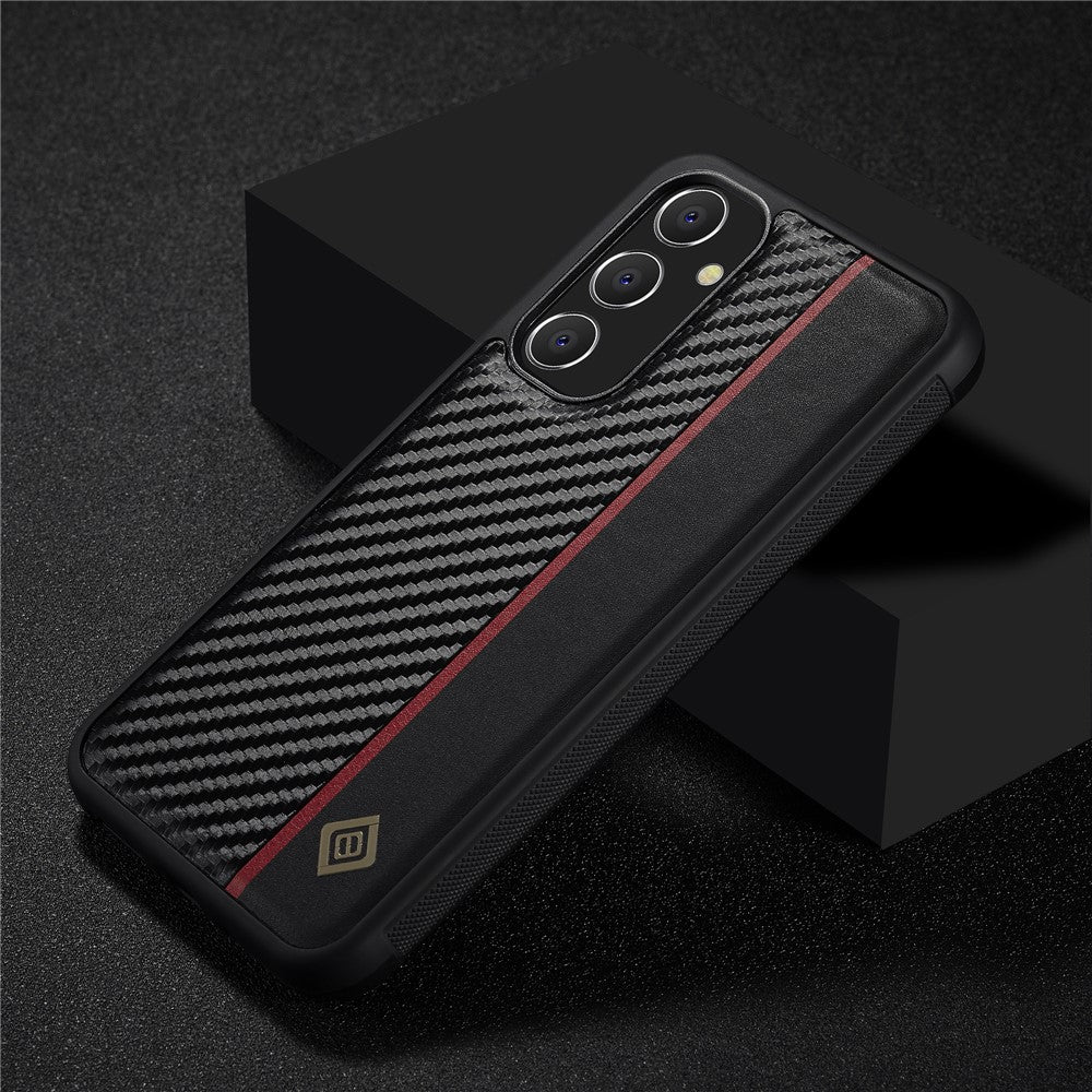 Galaxy A34 5G Stoßfeste Hülle - Carbonfaser-Optik – PU-Leder & TPU