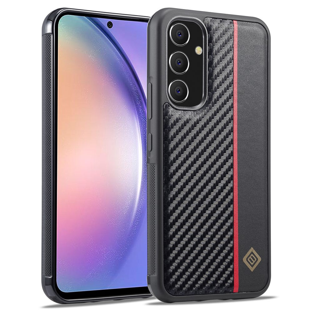 Galaxy A34 5G Stoßfeste Hülle - Carbonfaser-Optik – PU-Leder & TPU