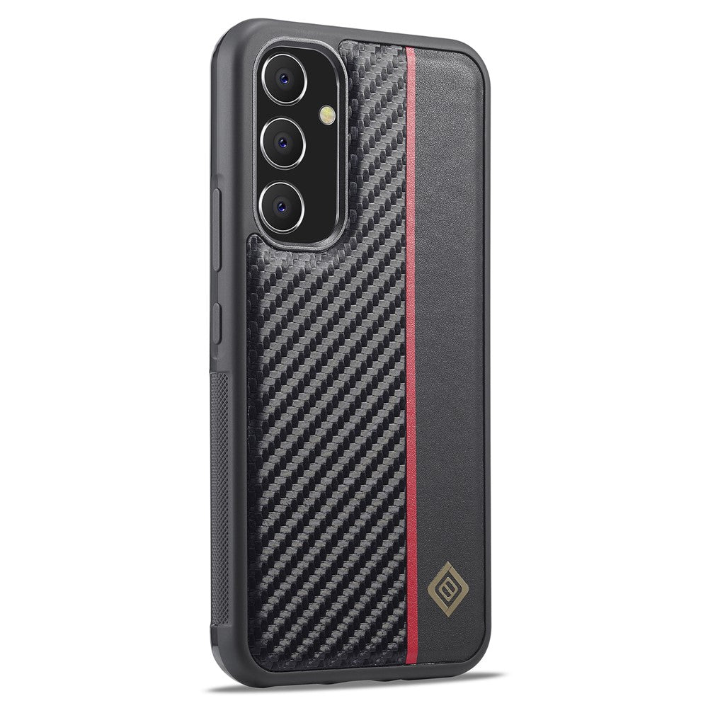 Galaxy A24 4G Stoßfeste Hülle - Carbonfaser-Optik – PU-Leder & TPU