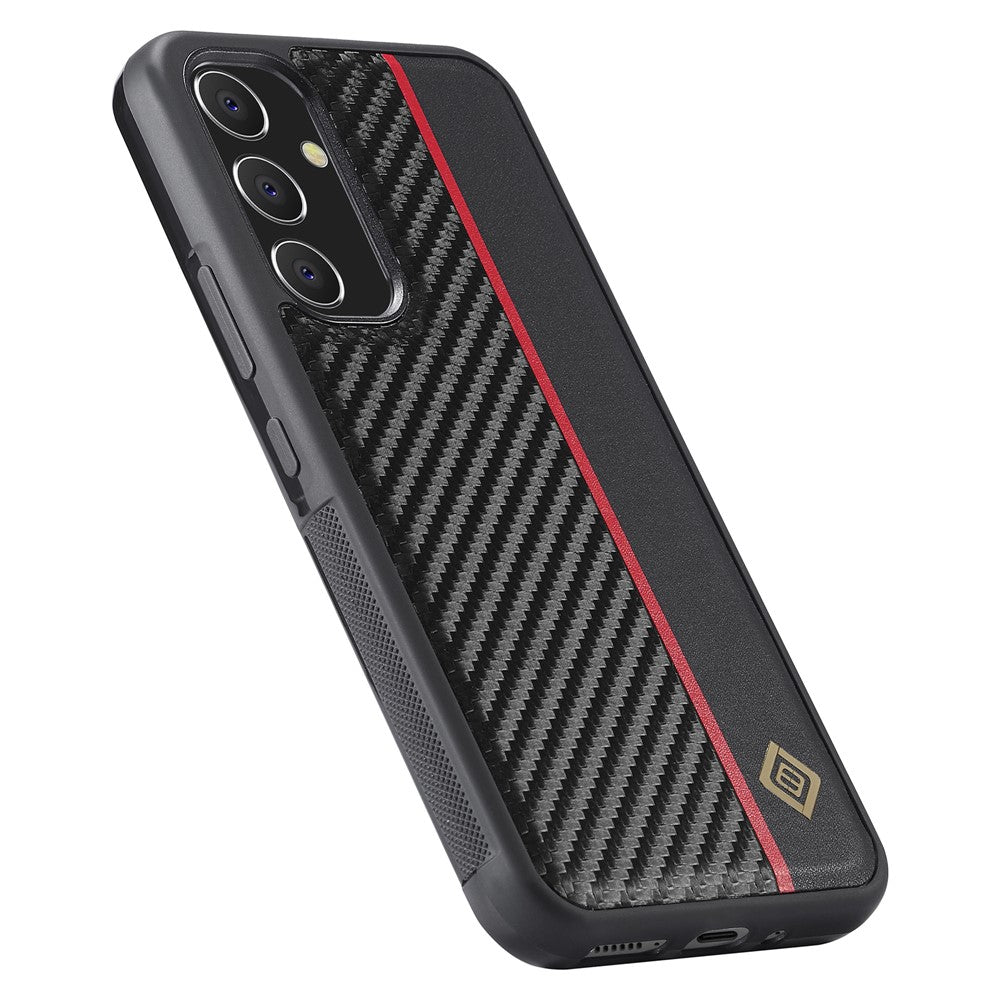 Galaxy A24 4G Stoßfeste Hülle - Carbonfaser-Optik – PU-Leder & TPU