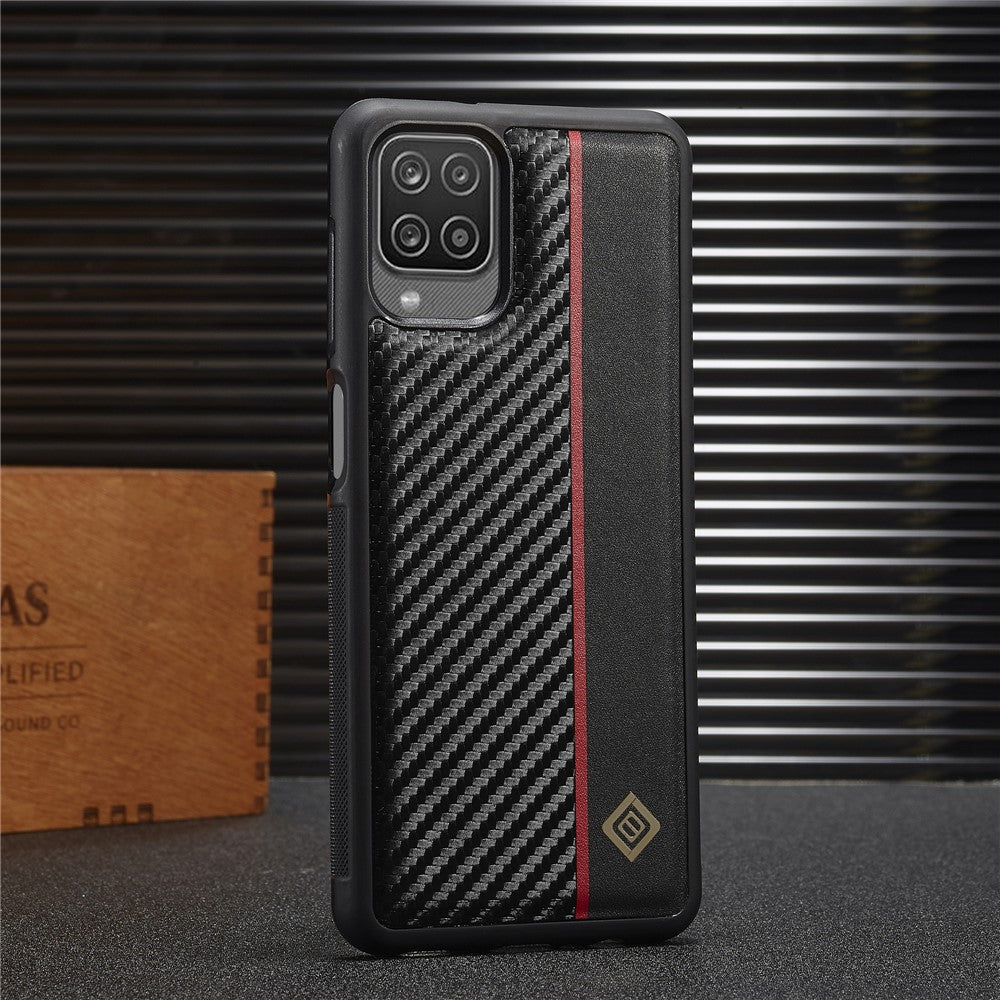 Galaxy A22 Stoßfeste Hülle - Carbonfaser-Optik – PU-Leder & TPU