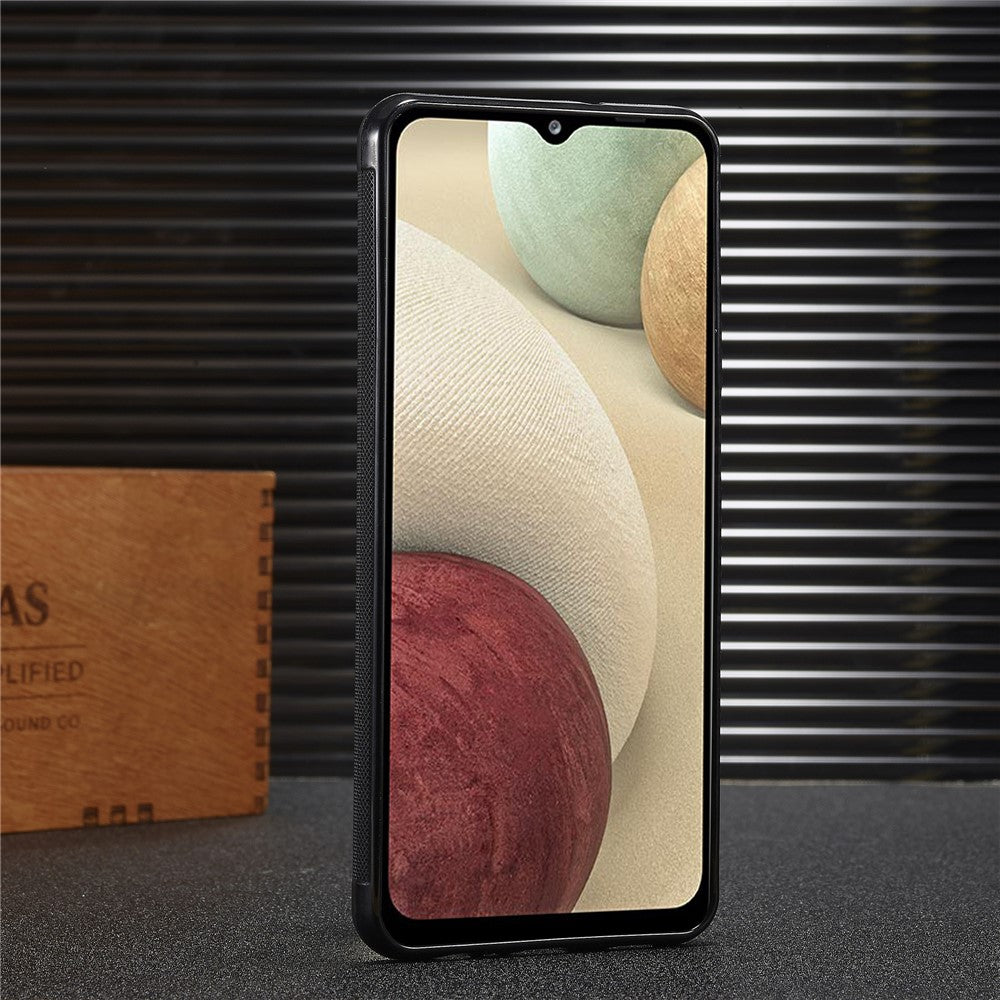 Galaxy A22 Stoßfeste Hülle - Carbonfaser-Optik – PU-Leder & TPU