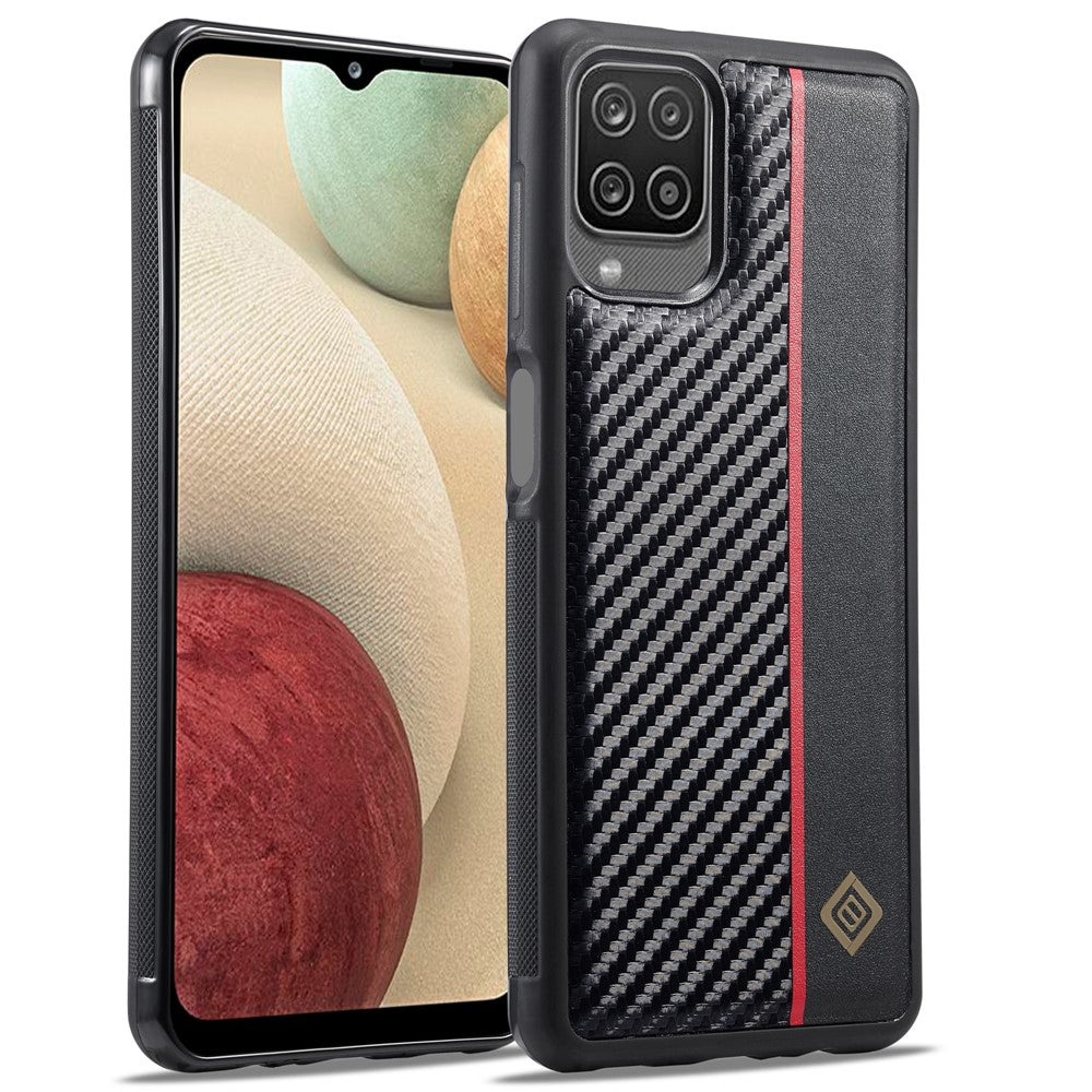 Galaxy A22 Stoßfeste Hülle - Carbonfaser-Optik – PU-Leder & TPU