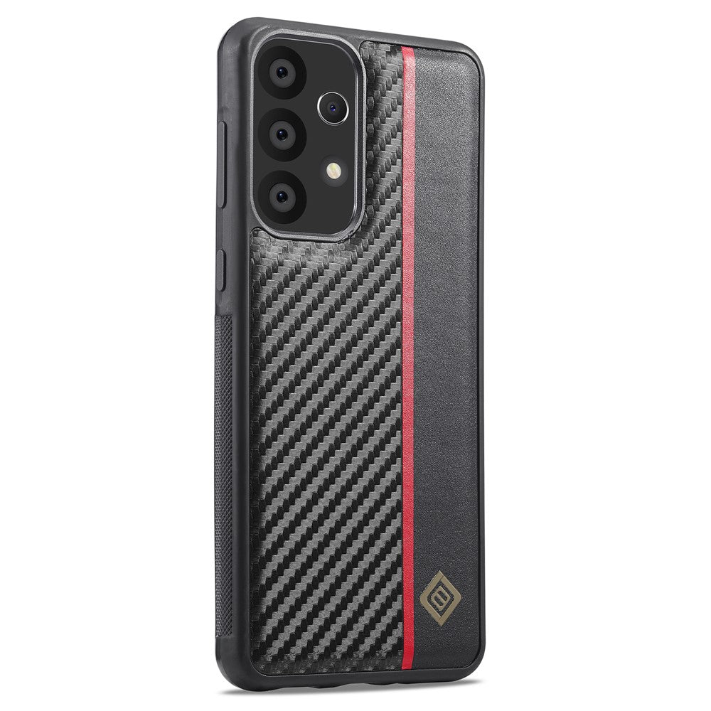 Galaxy A73 5G Stoßfeste Hülle - Carbonfaser-Optik – PU-Leder & TPU