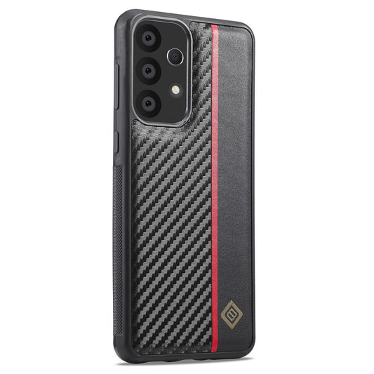 Galaxy A73 5G Stoßfeste Hülle - Carbonfaser-Optik – PU-Leder & TPU