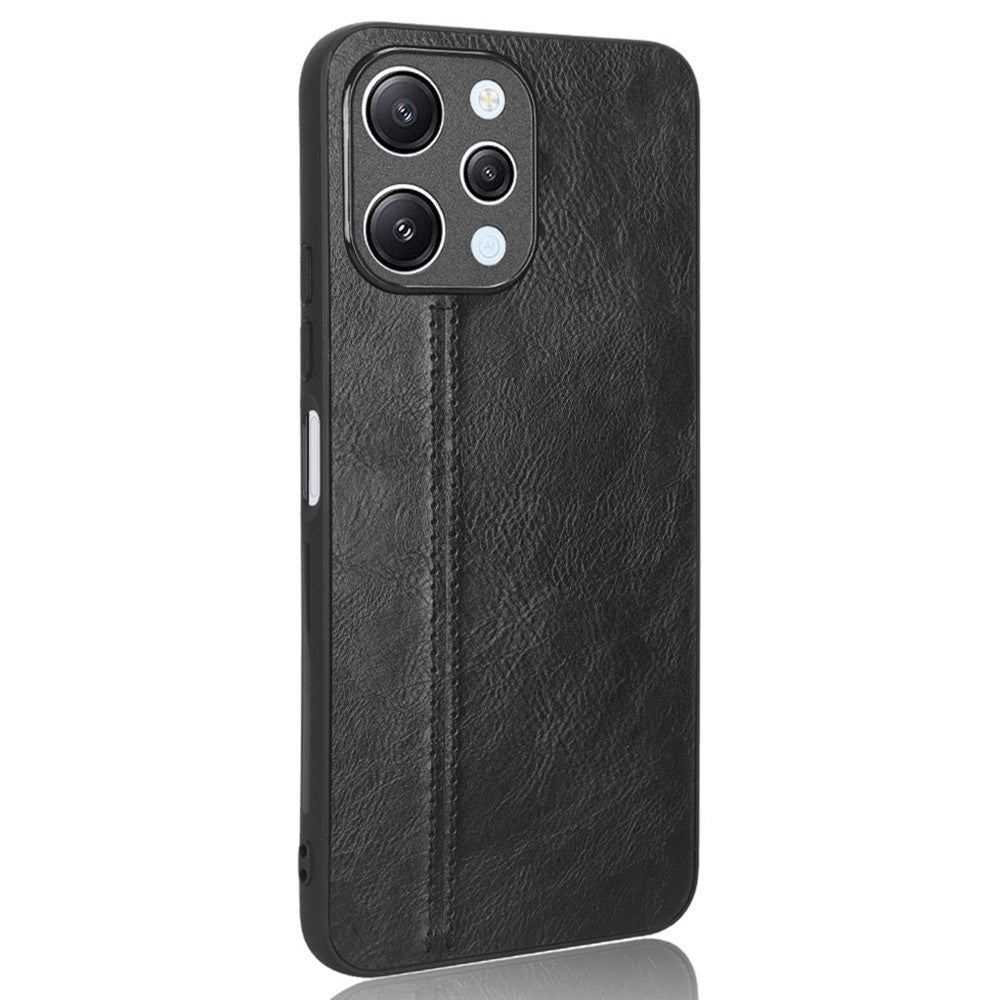 Phone Cover for Xiaomi Redmi 12 4G , Stitching Line Drop Proof PU Leather Coated PC+TPU Back Case