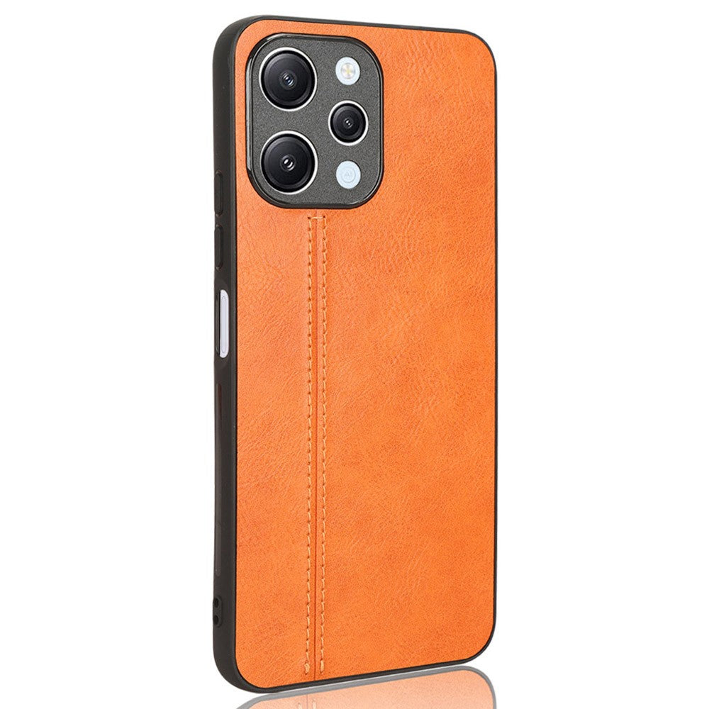 Phone Cover for Xiaomi Redmi 12 4G , Stitching Line Drop Proof PU Leather Coated PC+TPU Back Case