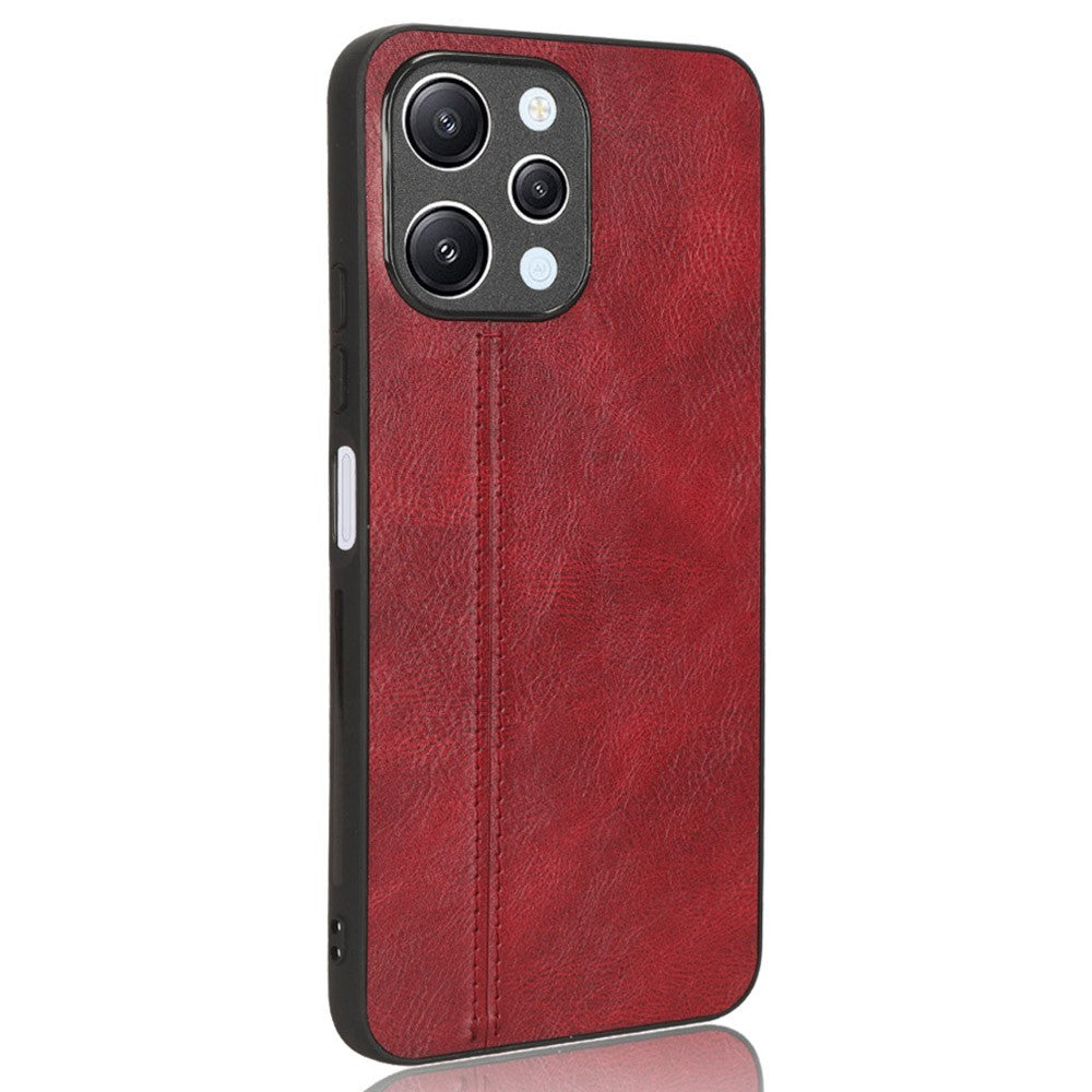 Phone Cover for Xiaomi Redmi 12 4G , Stitching Line Drop Proof PU Leather Coated PC+TPU Back Case