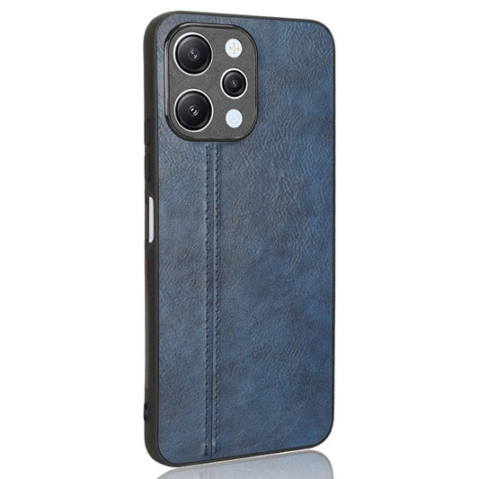 Phone Cover for Xiaomi Redmi 12 4G , Stitching Line Drop Proof PU Leather Coated PC+TPU Back Case