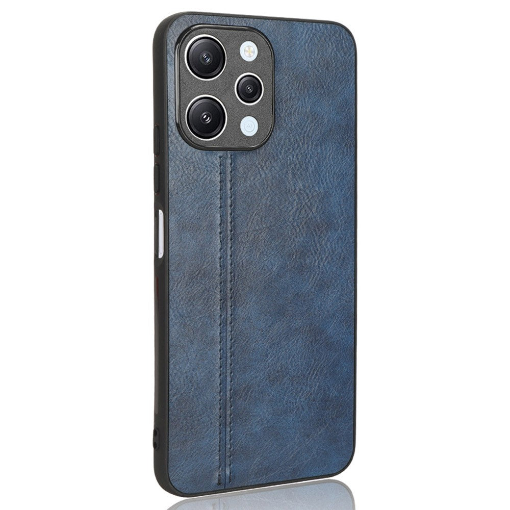 Phone Cover for Xiaomi Redmi 12 4G , Stitching Line Drop Proof PU Leather Coated PC+TPU Back Case