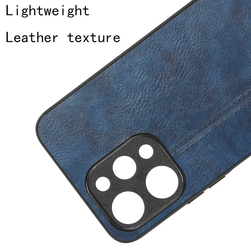 Phone Cover for Xiaomi Redmi 12 4G , Stitching Line Drop Proof PU Leather Coated PC+TPU Back Case