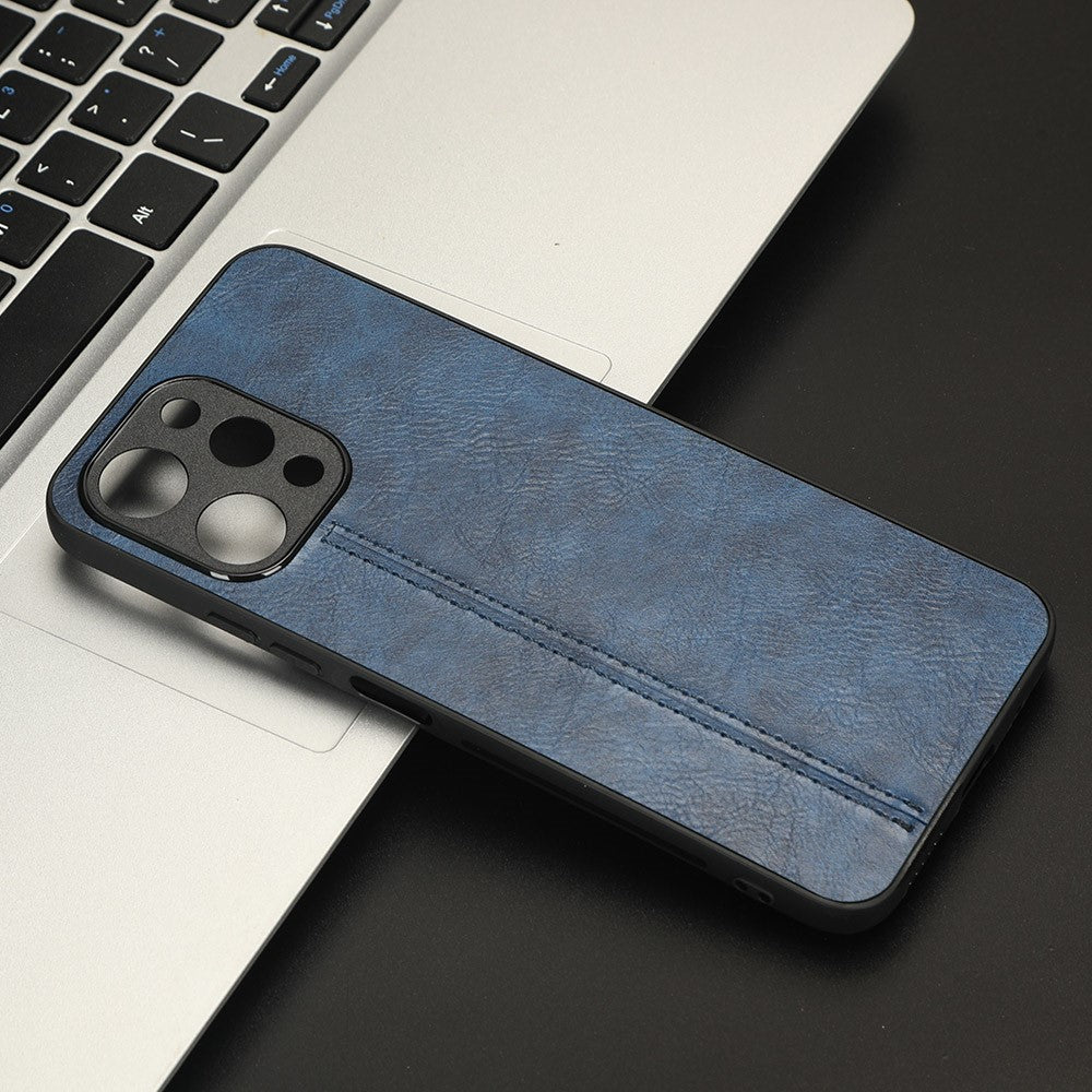Phone Cover for Xiaomi Redmi 12 4G , Stitching Line Drop Proof PU Leather Coated PC+TPU Back Case
