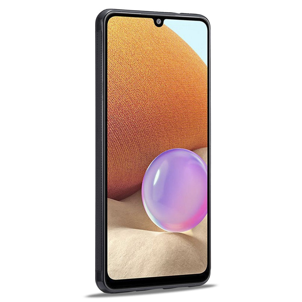 Galaxy A32 4G Stoßfeste Hülle - Carbonfaser-Optik – PU-Leder & TPU