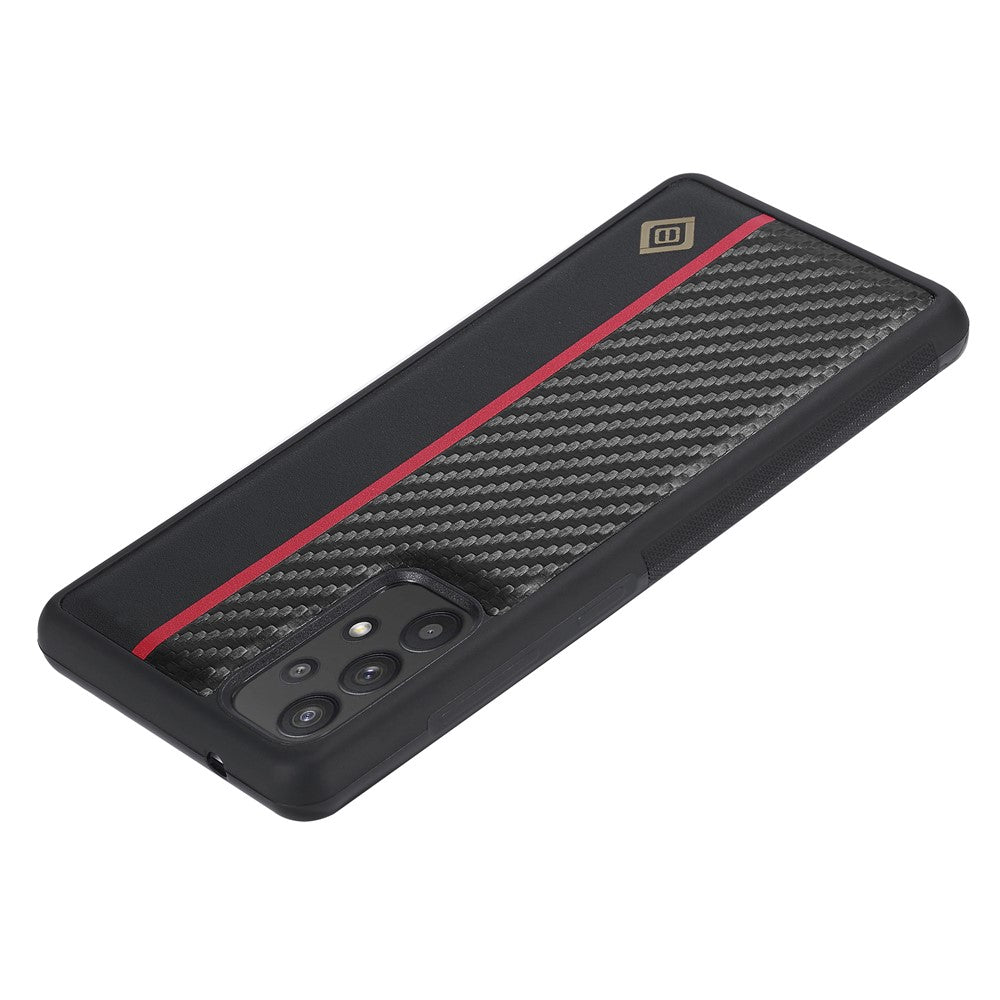 Galaxy A32 4G Stoßfeste Hülle - Carbonfaser-Optik – PU-Leder & TPU