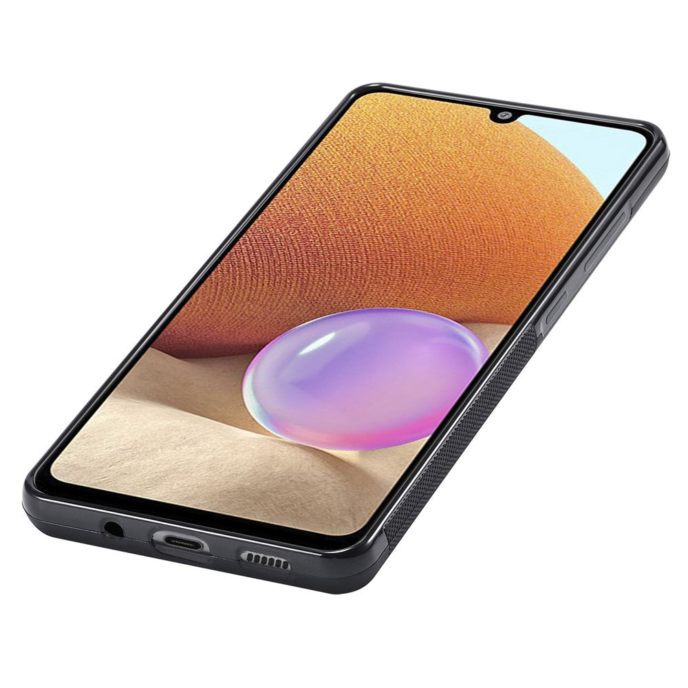 Galaxy A32 4G Stoßfeste Hülle - Carbonfaser-Optik – PU-Leder & TPU
