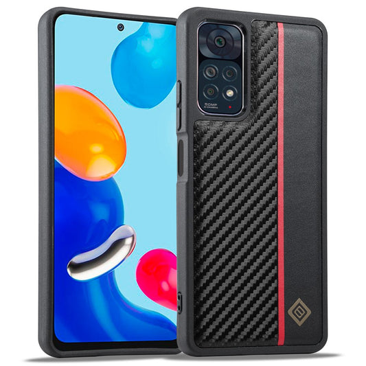 LC.IMEEKE Anti-drop Case for Xiaomi Redmi Note 11 Pro 4G (MediaTek) / 11 Pro 5G (Qualcomm) / 12 Pro 4G , Carbon Fiber Texture PU Leather+TPU+EVA Phone Back Cover