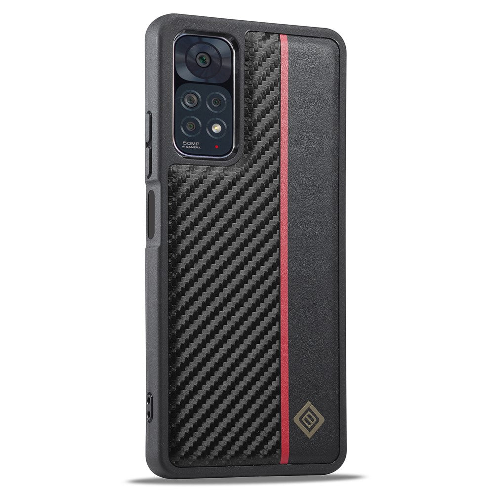 LC.IMEEKE Anti-drop Case for Xiaomi Redmi Note 11 Pro 4G (MediaTek) / 11 Pro 5G (Qualcomm) / 12 Pro 4G , Carbon Fiber Texture PU Leather+TPU+EVA Phone Back Cover