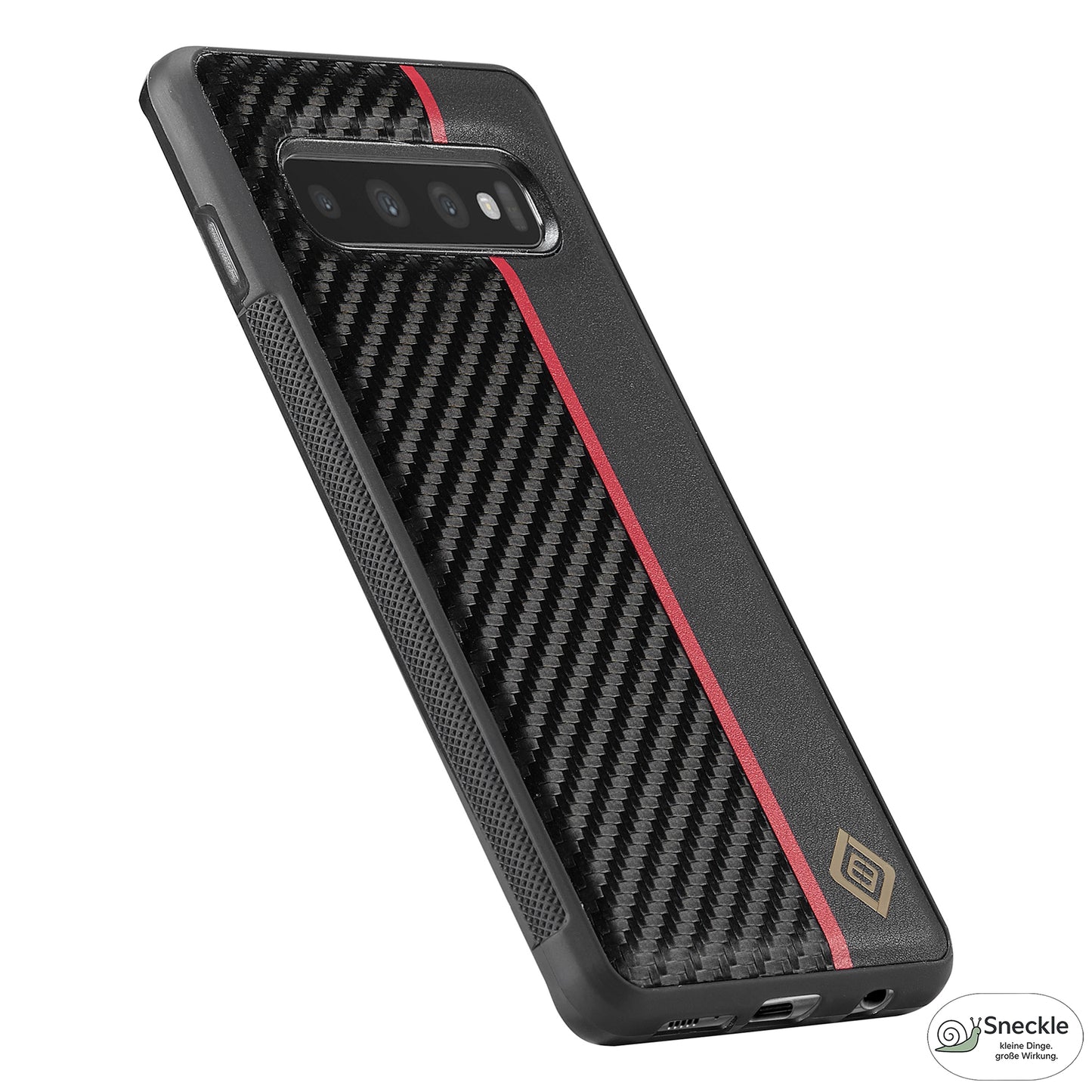 Galaxy S10 4G Stoßfeste Hülle - Carbonfaser-Optik – PU-Leder & TPU