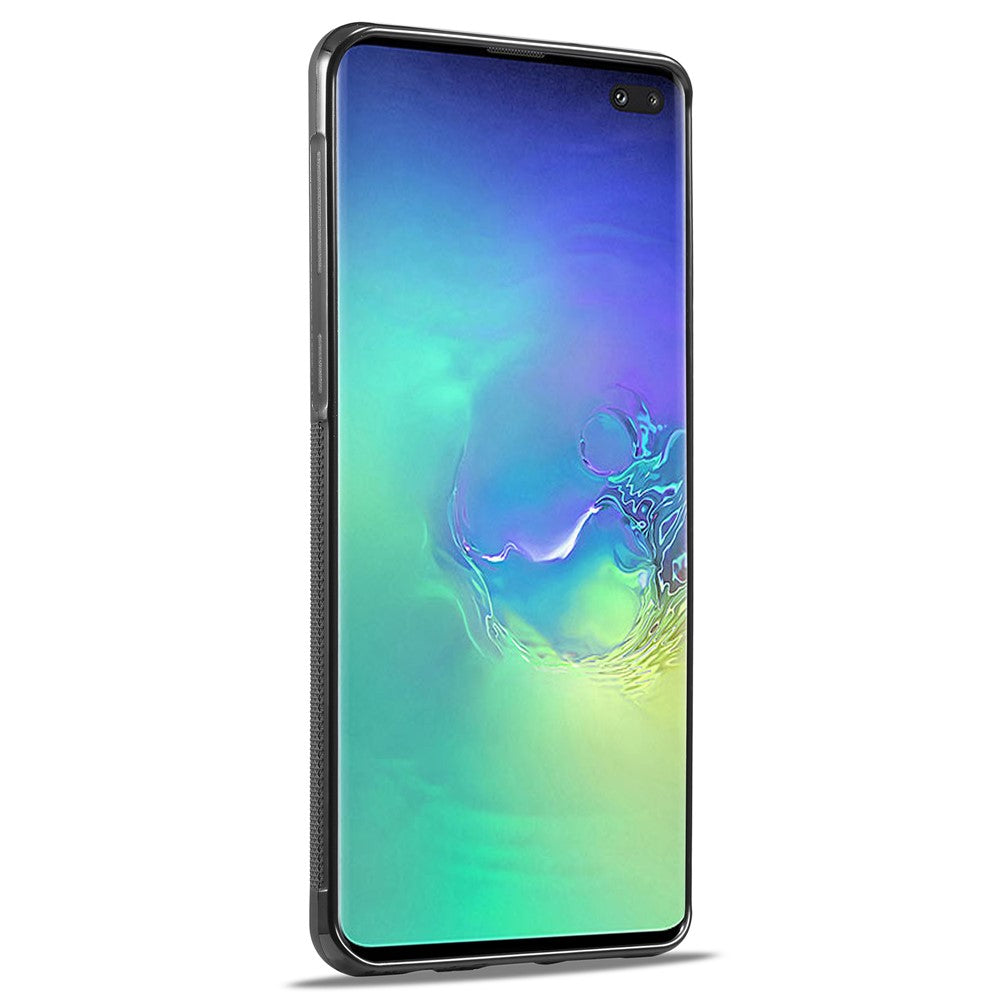 Galaxy S10 Plus Stoßfeste Hülle - Carbonfaser-Optik – PU-Leder & TPU