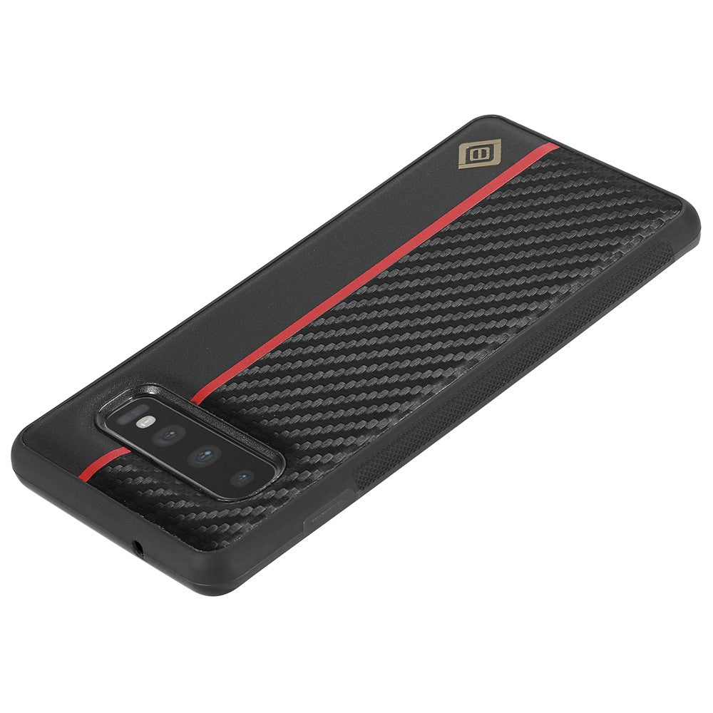 Galaxy S10 Plus Stoßfeste Hülle - Carbonfaser-Optik – PU-Leder & TPU