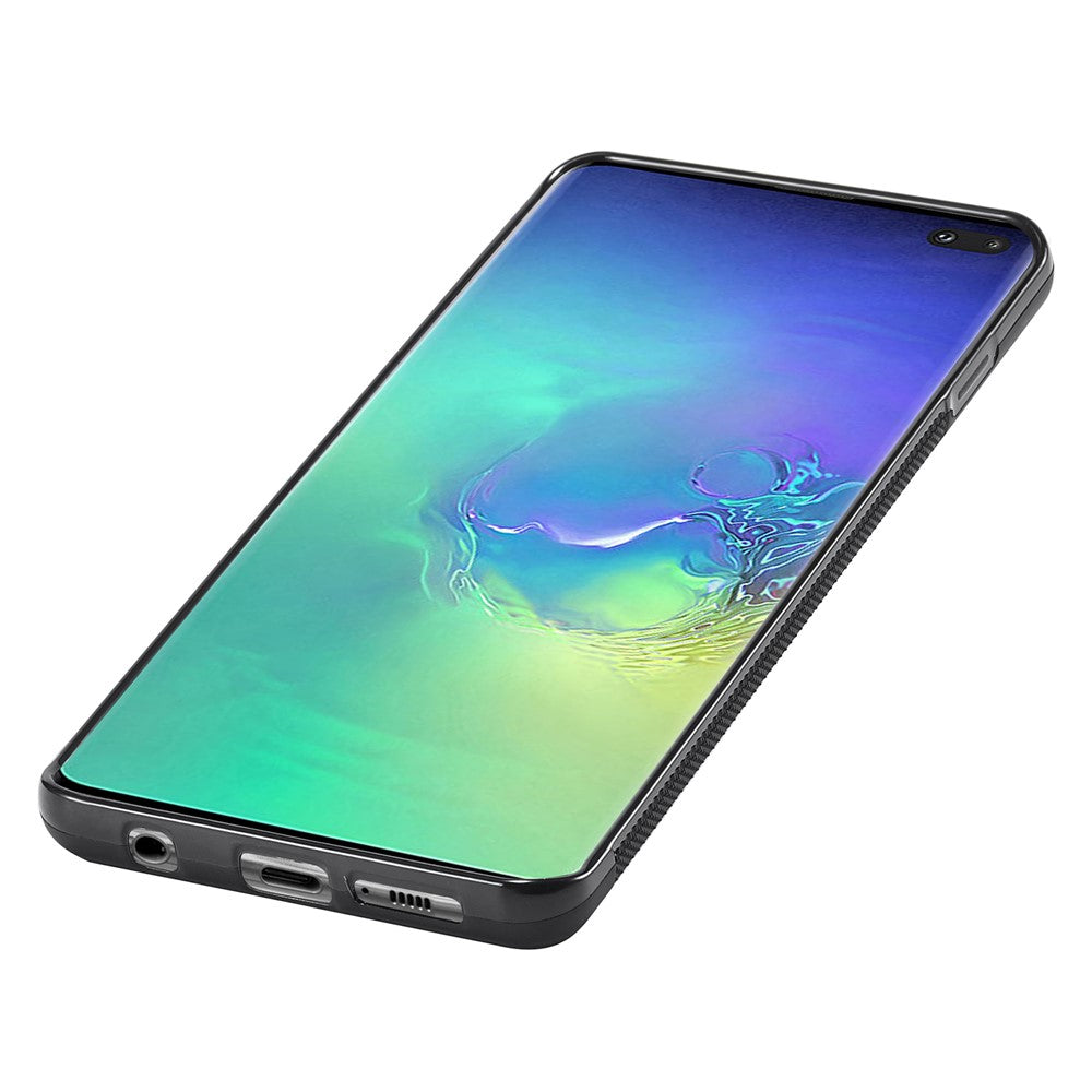 Galaxy S10 Plus Stoßfeste Hülle - Carbonfaser-Optik – PU-Leder & TPU