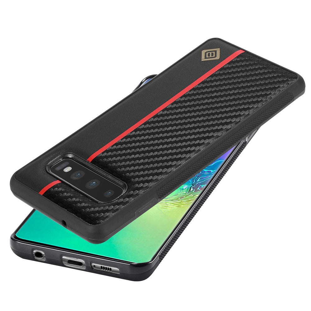Galaxy S10 Plus Stoßfeste Hülle - Carbonfaser-Optik – PU-Leder & TPU