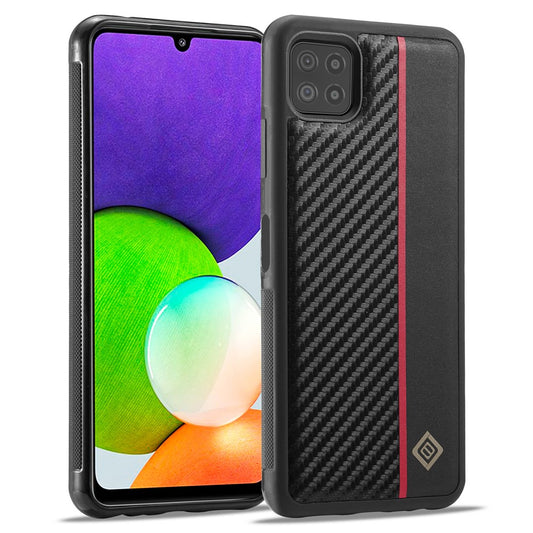 Galaxy A22 5G Stoßfeste Hülle - Carbonfaser-Optik – PU-Leder & TPU