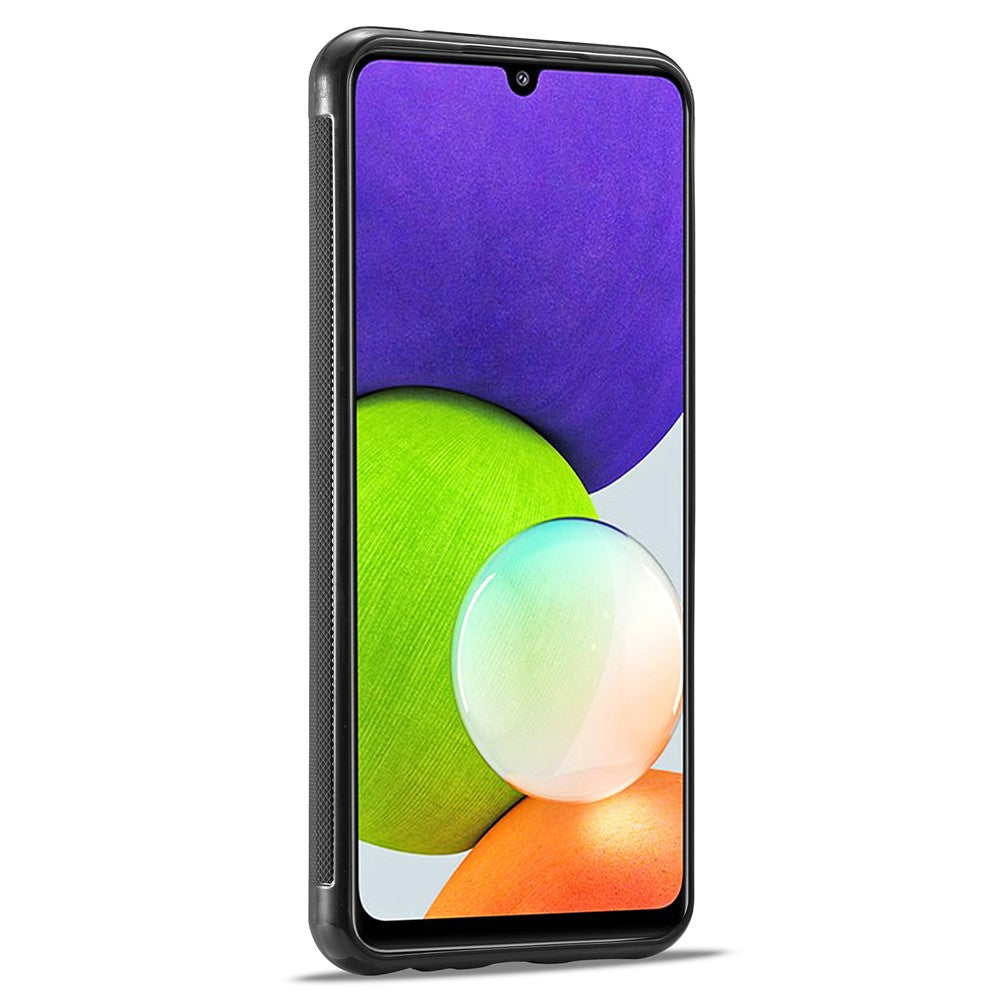 Galaxy A22 5G Stoßfeste Hülle - Carbonfaser-Optik – PU-Leder & TPU